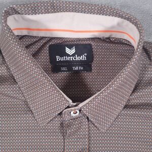 Butter Cloth Shirt Mens 3XL Tall Fit Geometric‎ Long Sleeve Stretch Cotton Blend